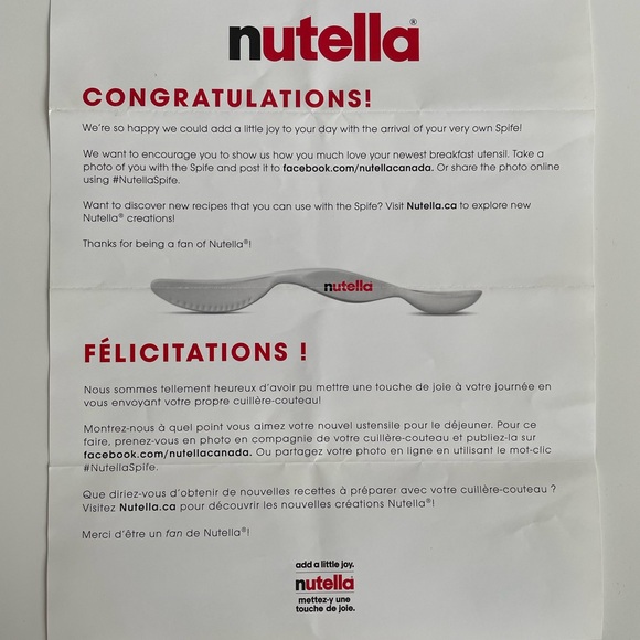 Rare Nutella Spife (spoon knife) Collector’s Item - Picture 9 of 9